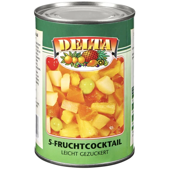Delta 5-Frucht-Cocktail Leicht Gezuckert 410G 3 Delta 5-Frucht-Cocktail Leicht Gezuckert 410G